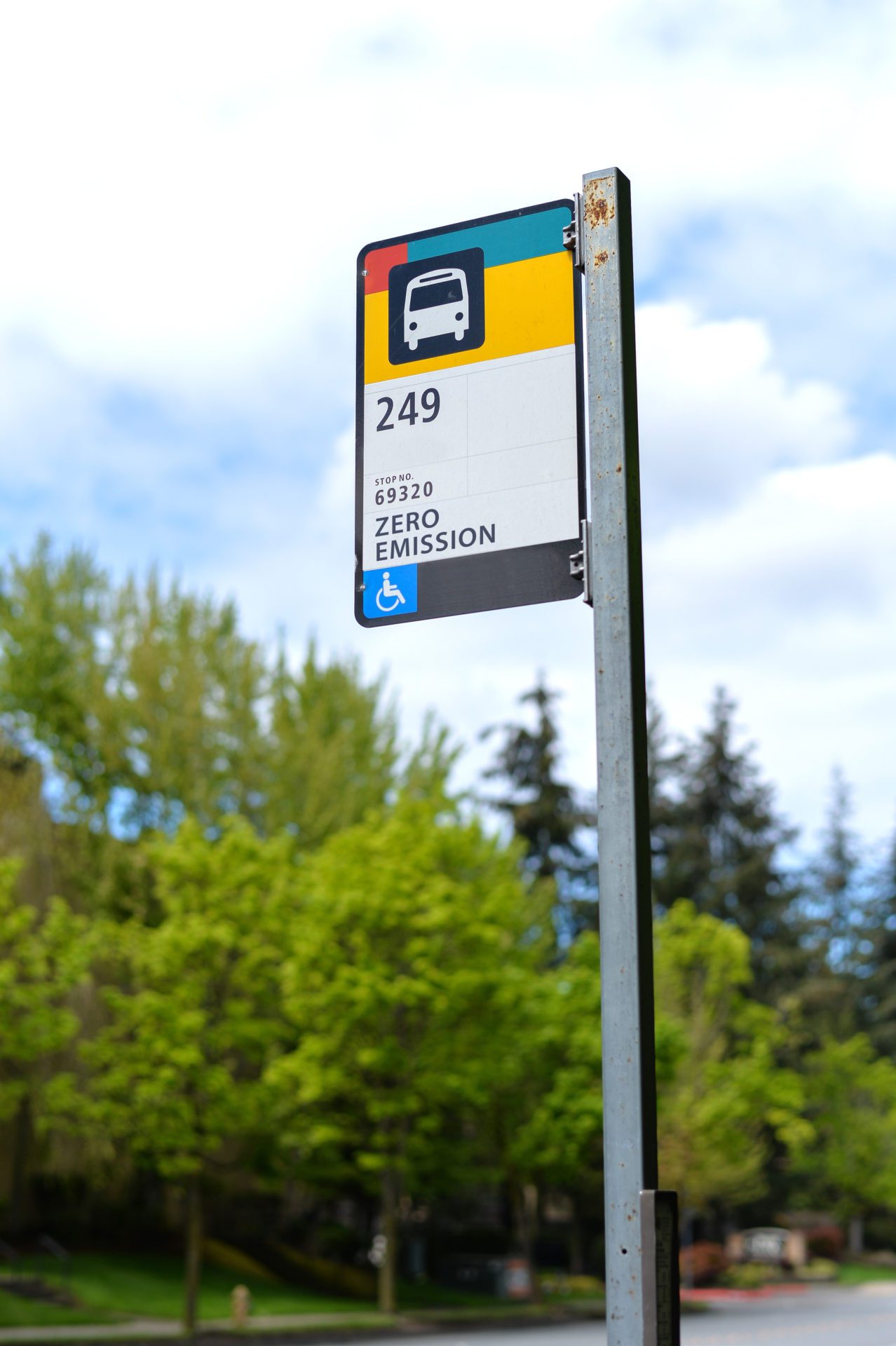 Bellevue Washington, United States - May 03, 2017: Its Metro Bus Stop in Bellevue Way Washington.